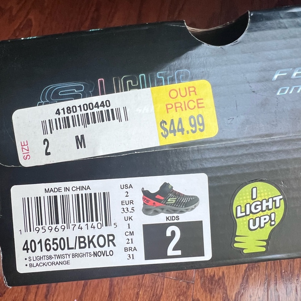 Skechers Kids Light-Up Sneakers Black & Orange - Picture 7 of 8